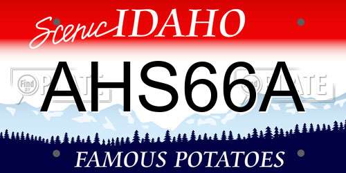 AHS66A Idaho License Plate