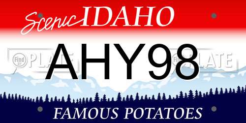 AHY98 Idaho License Plate