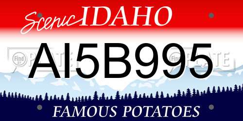 AI5B995 Idaho License Plate