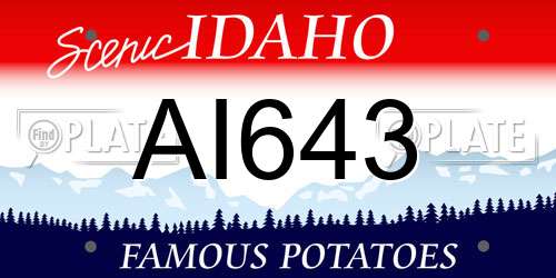 AI643 Idaho License Plate
