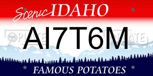 AI7T6M Idaho License Plate
