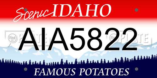 AIA5822 Idaho License Plate