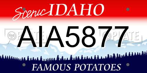 AIA5877 Idaho License Plate