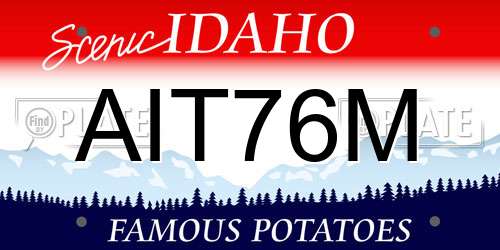 AIT76M Idaho License Plate