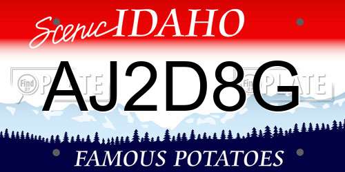 AJ2D8G Idaho License Plate