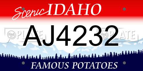 AJ4232 Idaho License Plate