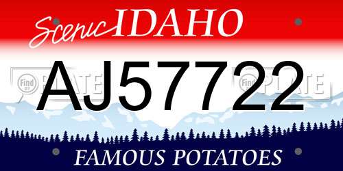 AJ57722 Idaho License Plate