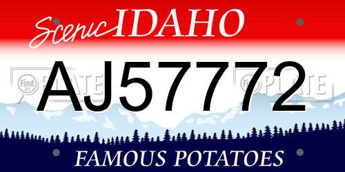 AJ57772 Idaho License Plate