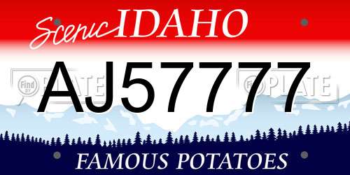 AJ57777 Idaho License Plate