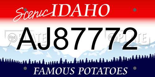 AJ87772 Idaho License Plate