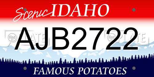 AJB2722 Idaho License Plate