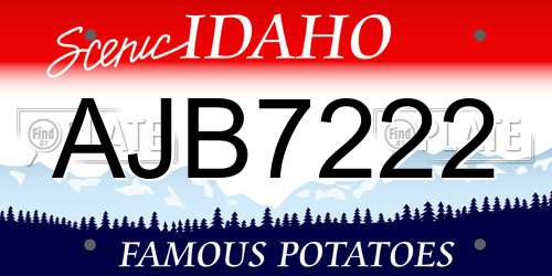 AJB7222 Idaho License Plate