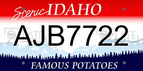 AJB7722 Idaho License Plate
