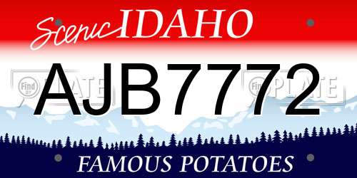 AJB7772 Idaho License Plate