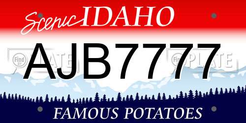 AJB7777 Idaho License Plate