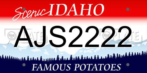 AJS2222 Idaho License Plate