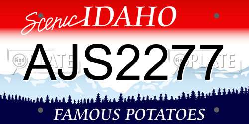 AJS2277 Idaho License Plate