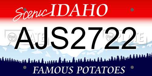 AJS2722 Idaho License Plate