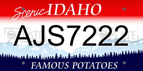 AJS7222 Idaho License Plate