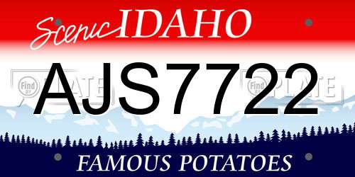 AJS7722 Idaho License Plate
