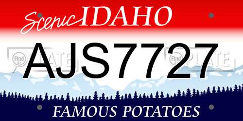 AJS7727 Idaho License Plate