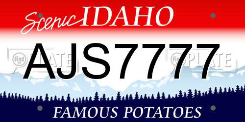 AJS7777 Idaho License Plate