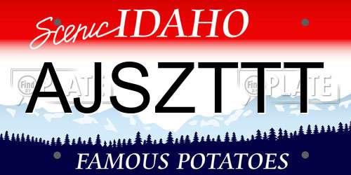 AJSZTTT Idaho License Plate