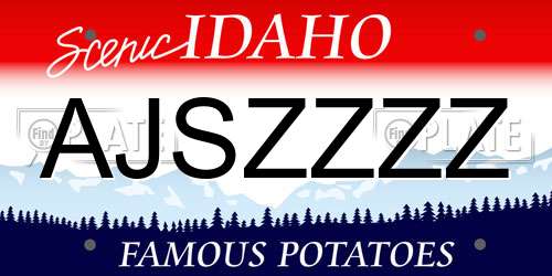 AJSZZZZ Idaho License Plate