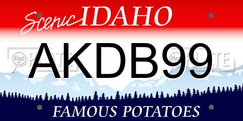 AKDB99 Idaho License Plate