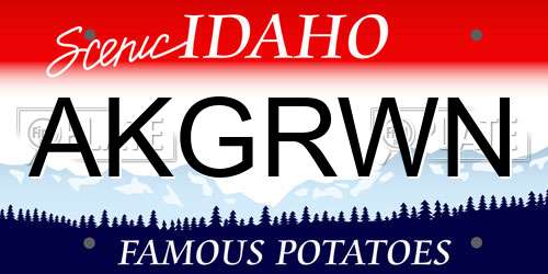 AKGRWN Idaho License Plate