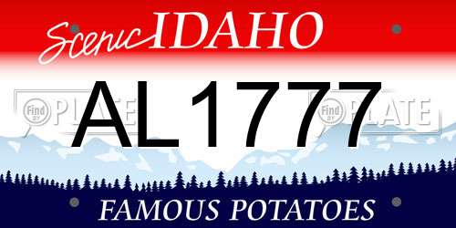 AL1777 Idaho License Plate