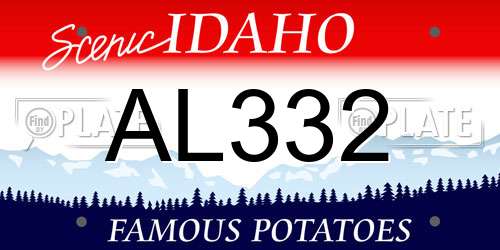 AL332 Idaho License Plate