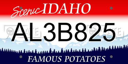 AL3B825 Idaho License Plate