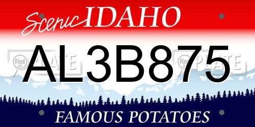 AL3B875 Idaho License Plate
