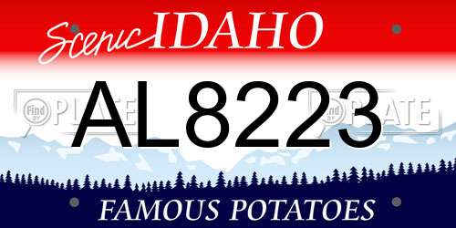 AL8223 Idaho License Plate
