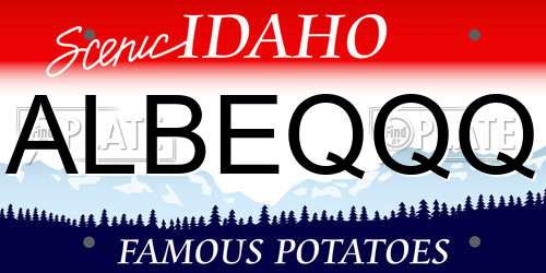 ALBEQQQ Idaho License Plate