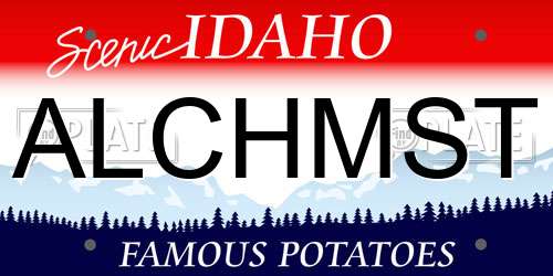 ALCHMST Idaho License Plate