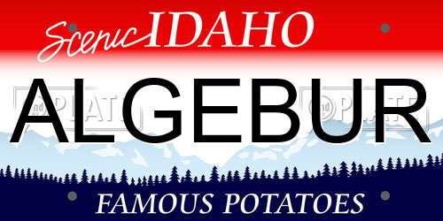 ALGEBUR Idaho License Plate