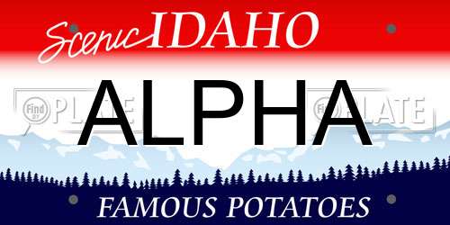 ALPHA Idaho License Plate