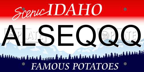 ALSEQQQ Idaho License Plate
