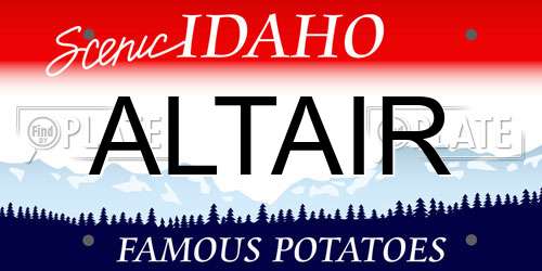 ALTAIR Idaho License Plate