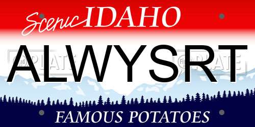 ALWYSRT Idaho License Plate