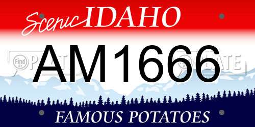AM1666 Idaho License Plate