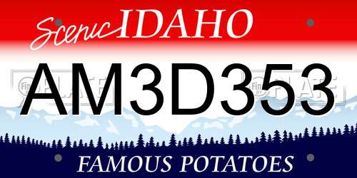 AM3D353 Idaho License Plate