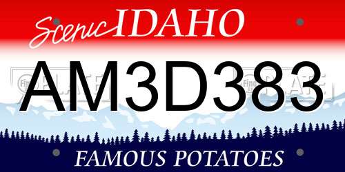 AM3D383 Idaho License Plate