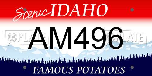 AM496 Idaho License Plate