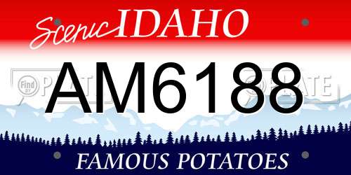 AM6188 Idaho License Plate