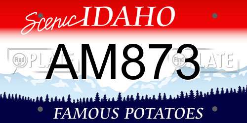 AM873 Idaho License Plate