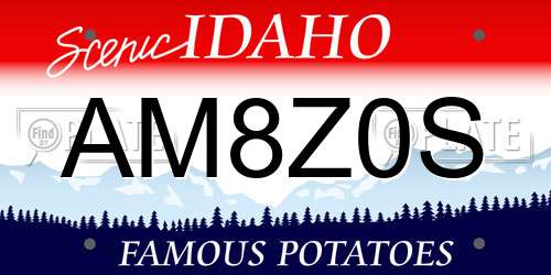 AM8Z0S Idaho License Plate