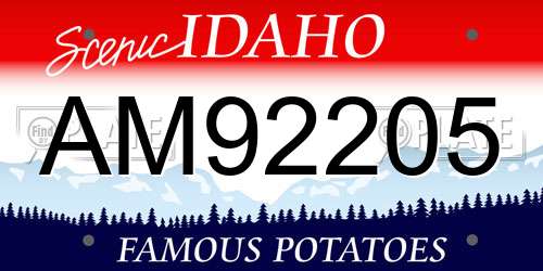 AM92205 Idaho License Plate